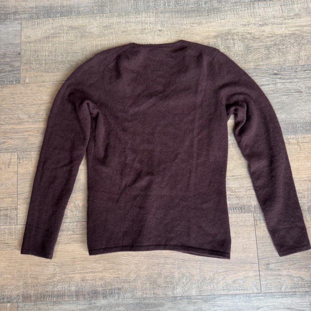 Cullen Womens 100% Cashmere V-Neck Sweater Brown Long Sleeve Size Small - Picture 2 of 5